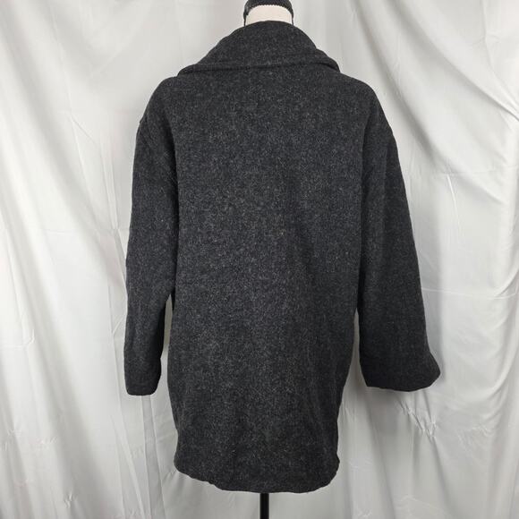 Vintage Eddie Bauer Women Large Tall Wool Blend Charcoal Button Coat Made in USA - Picture 6 of 10